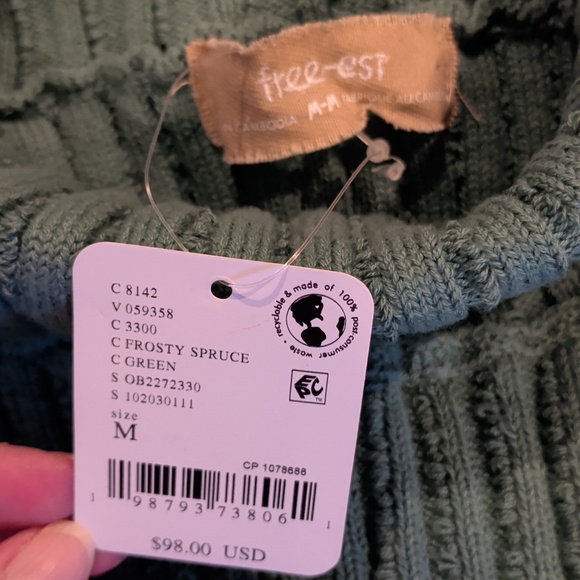 NWT FREE PEOPLE HARLEY SWEATER MAXI DRESS IN FROSTY SPRUCE, Medium - Picture 5 of 5